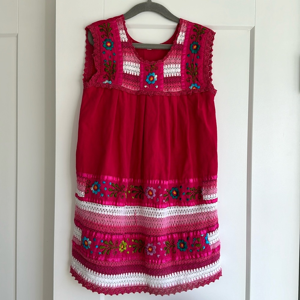 Traditional 6T Mexican Huipil embroidered dress